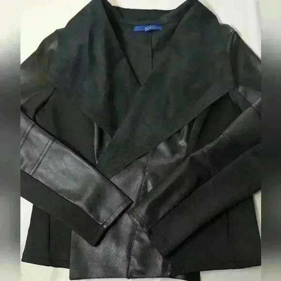 Apt 9 Leather Look Open Front Moto Jacket Pockets Size Large EUC - Picture 2 of 11